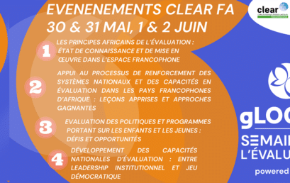 Suivez les évènements CLEAR FA dans le cadre de la semaine gLOCALE d’évaluation 2023 (29 mai – 2 juin)